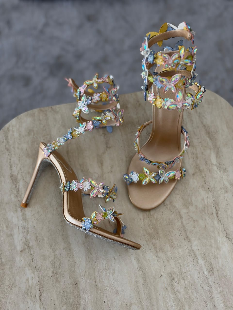 WhatsApp Image 2026-07-04 at 19.17.43 (2) René Caovilla Eden sandals "Sculptural stiletto heel and irisdescent butterfly embellishments" - Image 1