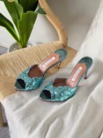 Aquazzura Ce Soir 75 Mules "LightTeal/BabyBlue"