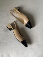 Chanel beige & black slingback flats - Image 2