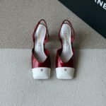 Chanel Slingback Block Heels "Red & White"