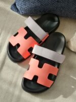 Hermès Chypre sandals "Rose Pink & White"