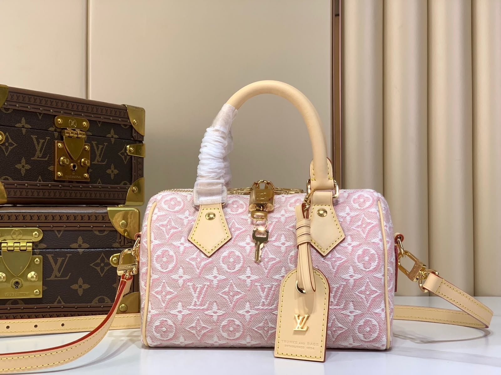 WhatsApp Image 2026-07-21 at 04.04.58 (1) Louis Vuitton Speedy Bandouliére 20 jacquard canvas in a rose ruban pink palette - Image 1