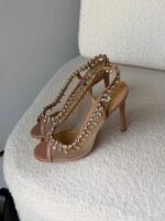 Aquazzura Temptation crystal sandals in a nude pink shade - Image 3