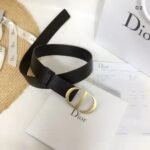 Dior Reversible saddle belt with an antique gold finish metal CD buckle - Image 4