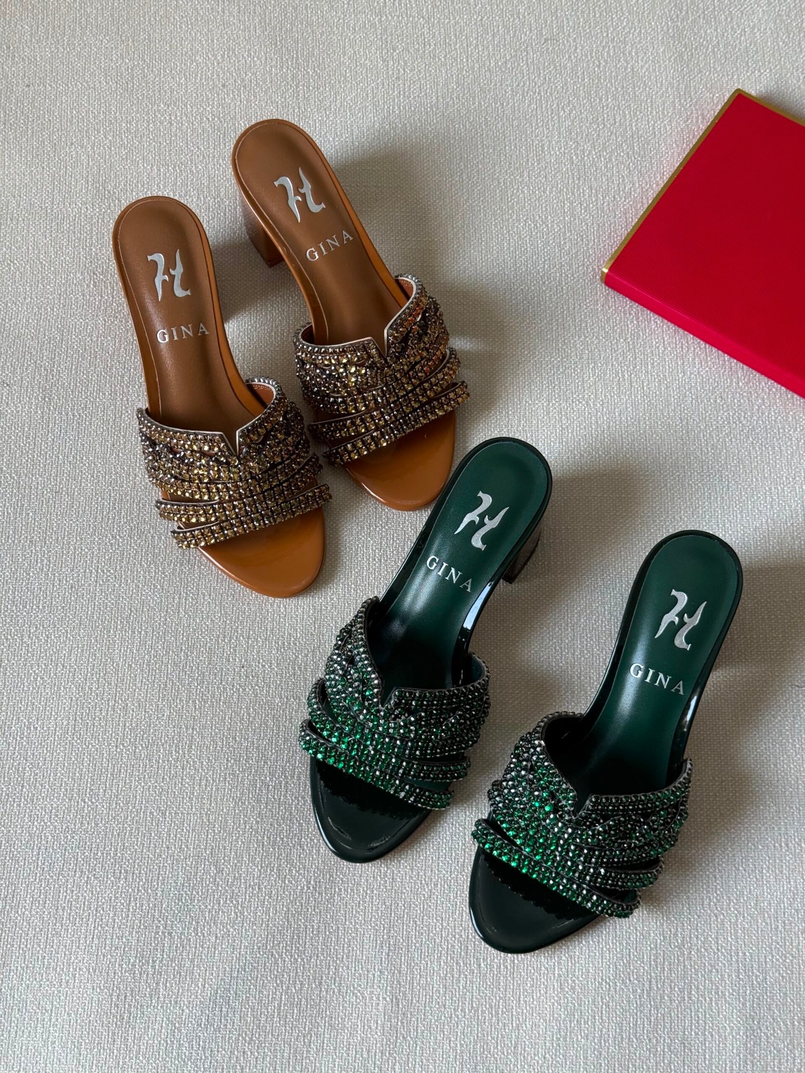 WhatsApp Image 2026-08-01 at 18.04.32 Gina Maine sandals block heel and signature swarovski crystal trim - Image 1