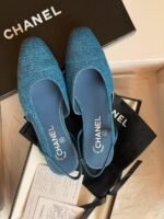 Chanel Denim Cap Toe CC slingback Flats - Image 3