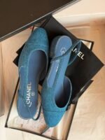 Chanel Denim Cap Toe CC slingback Flats - Image 4
