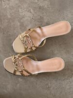 Gucci Isa Metallic Leather Heels crystal-embellished Interlocking G emblem & braided straps - Image 4