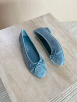 Chanel Suede Calfskin Cap Toe CC Ballerina Flats - Image 4