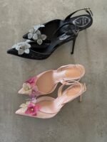 Rene Caovilla flower embossed heels