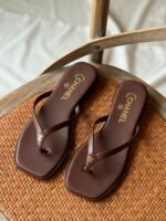 Chanel Thong Sandals with Gold-Tone CC logo on the toe post - Image 2