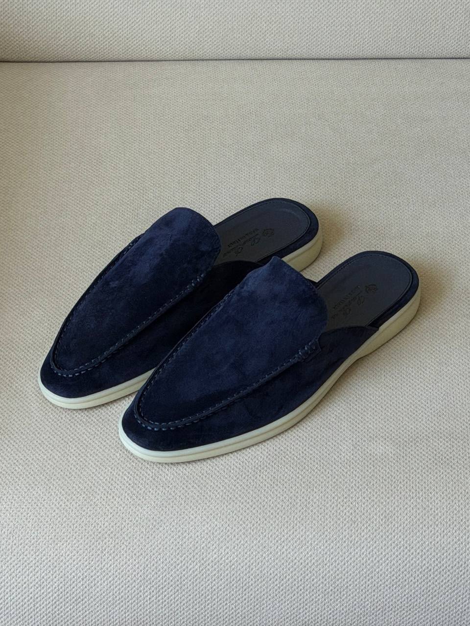 WhatsApp Image 2026-08-22 at 17.17.50 Loro Piana Navy-Blue suede babouche walk mules - Image 1