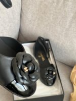 Chanel Lambskin Patent Calfskin Cap Toe Camellia Mary Jane Flats - Image 6