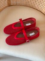Alaïa Fishnet Ballet Flats in Mesh & Patent Leather - Image 2