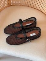 Alaïa Fishnet Ballet Flats in Mesh & Patent Leather - Image 3