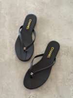 Chanel Velvet CC Thong Sandals - Image 4