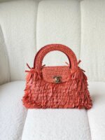 Chanel Raffia Fringe Nano Kelly Shopper Bags