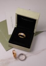 VanCleef & Arpels  Perlée diamonds ring, 3 rows 18K yellow gold, white & ChmpnGold Plated with Stone