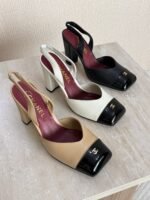 Chanel Square-Toe Block Heel Slingbacks