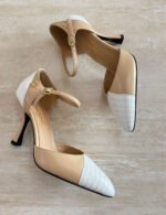 Chanel Chevron Stitched Two-Tone Mary Jane Pumps - Image 5