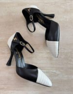 Chanel Chevron Stitched Two-Tone Mary Jane Pumps - Image 7