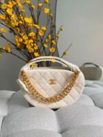 Chanel Double Chain Bow Pouch Quilted Caviar Mini Hobo Bag - Image 2