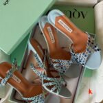 Aquazzura Love Struck Crystal-Embellished Scalloped Sandals