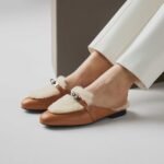 Hermès Oz Mules, Crafted in tan leather with plush ecru shearling lining & a silver tone kelly buckle - Image 5