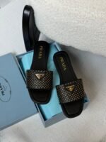 Prada Studded Embellished Flat Slide Sandals - Image 2