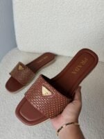 Prada Studded Embellished Flat Slide Sandals - Image 3