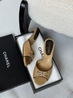 Chanel Crystal Embellished Bow High Heel Mules - Image 3