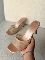 Louis Vuitton Monogram Crystal Embellished High Heel Mules - Image 2