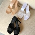 Louis Vuitton Monogram Crystal Embellished High Heel Mules