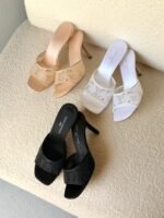 Louis Vuitton Monogram Crystal Embellished High Heel Mules