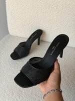 Louis Vuitton Monogram Crystal Embellished High Heel Mules - Image 4