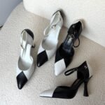 Chanel Two-Tone Quilted Cap-Toe Slingback High Heels