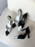Chanel Two-Tone Quilted Cap-Toe Slingback High Heels