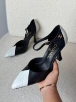 Chanel Two-Tone Quilted Cap-Toe Slingback High Heels - Image 2