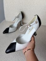 Chanel Two-Tone Quilted Cap-Toe Slingback High Heels - Image 3