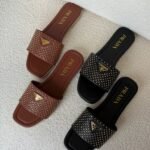Prada Studded Embellished Flat Slide Sandals