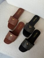 Prada Studded Embellished Flat Slide Sandals