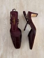 Chanel Patent Leather Double Strap Slingback Block Heels - Image 3