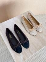 Chanel Suede CC Bow Ballerina Flats