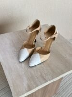 Chanel Two-Tone Quilted Cap-Toe Ankle Strap High Heels - Image 2