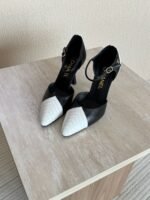 Chanel Two-Tone Quilted Cap-Toe Ankle Strap High Heels - Image 3