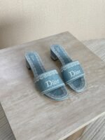 Dior Embroidered Fabric Slide Block Heels - Image 2