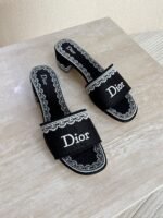 Dior Embroidered Fabric Slide Block Heels - Image 3