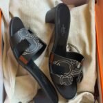 Hermès Embroidered Chain Motif H-Band Block Heels