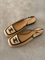 Chanel CC Logo Patent Trim Flat Slingbacks