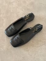 Chanel CC Logo Patent Trim Flat Slingbacks - Image 2
